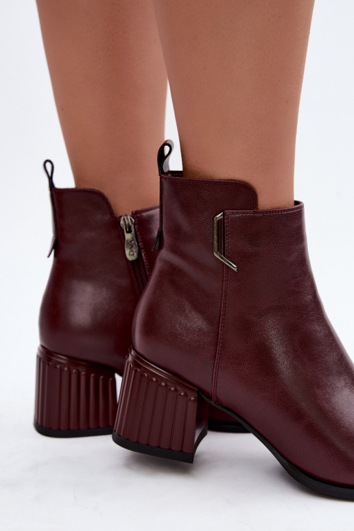 Odiniai aulinukai su kulniukais pašiltinti D&A CR62-3442 bordo spalvos
