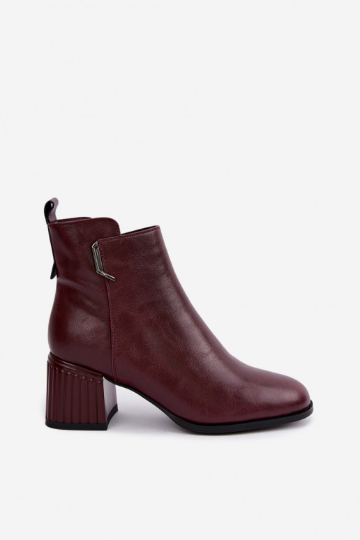 Odiniai aulinukai su kulniukais pašiltinti D&A CR62-3442 bordo spalvos