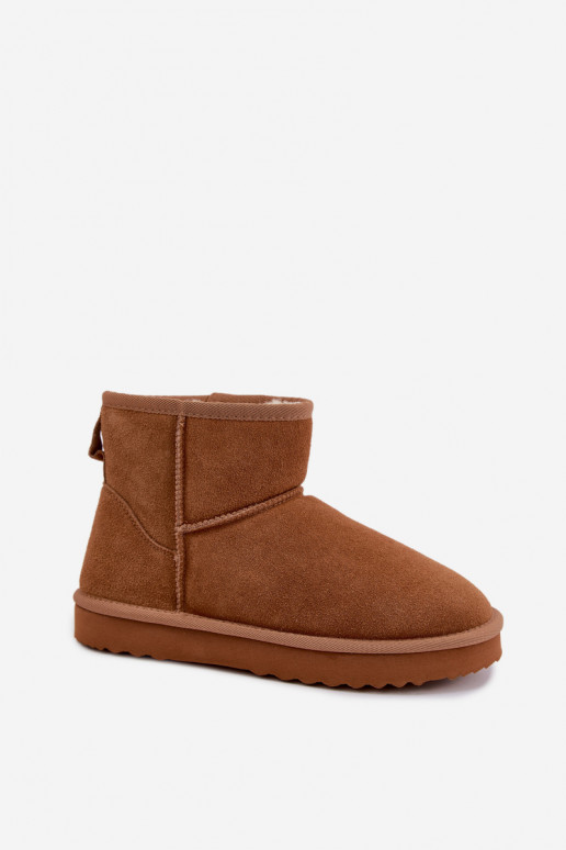 Pašiltinti sniego batai iš dirbtinės zomšos su kailiuku viduje rudos spalvos Amandine