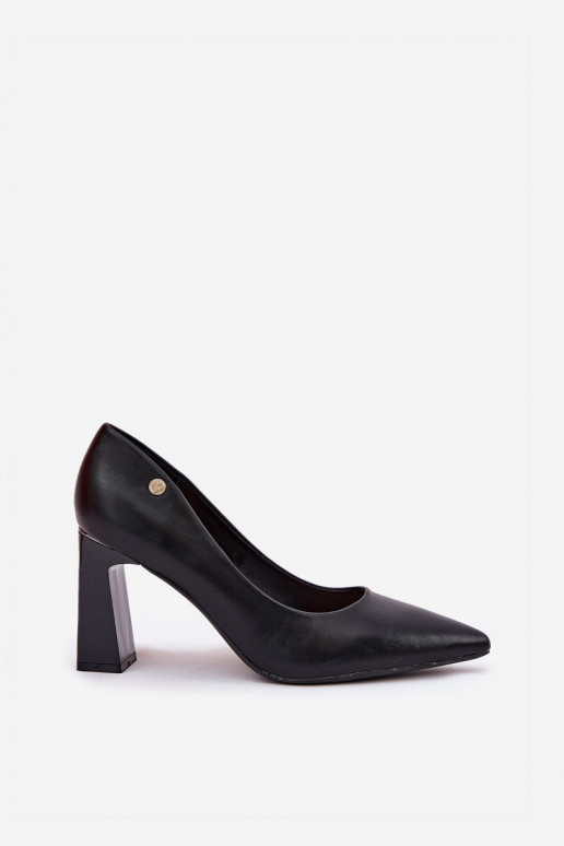 Elegantiško stiliaus bateliai ant stulpelio Vinceza 62221 juodos spalvos