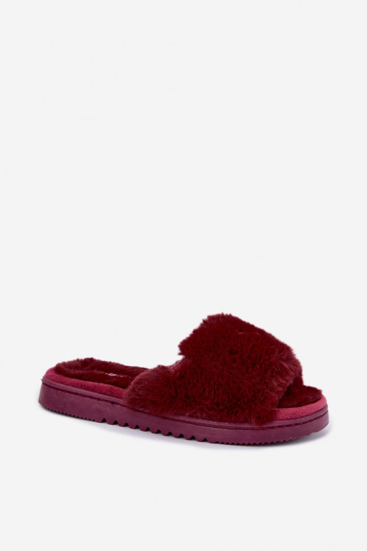 moteriškos šlepetės su kailiuku bordo spalvos Loraline