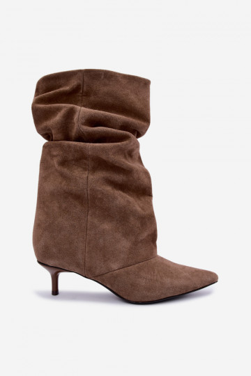 įsispiriami aulinukai su kulniukais iš dirbtinės zomšos chaki spalvos Cindrelle 2