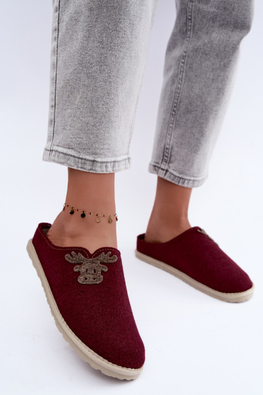 Moteriškos šlepetės su elniukais Inblu CS000049 bordo spalvos