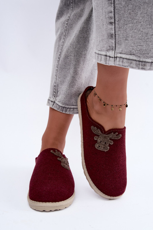 Moteriškos šlepetės su elniukais Inblu CS000049 bordo spalvos