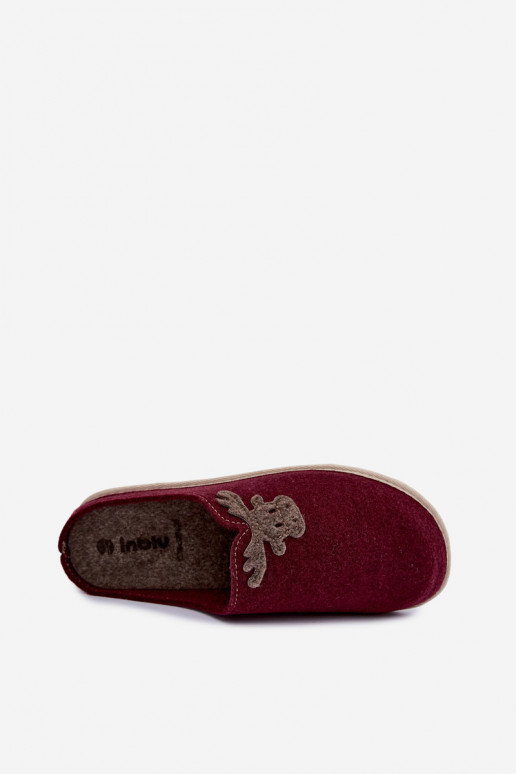 Moteriškos šlepetės su elniukais Inblu CS000049 bordo spalvos