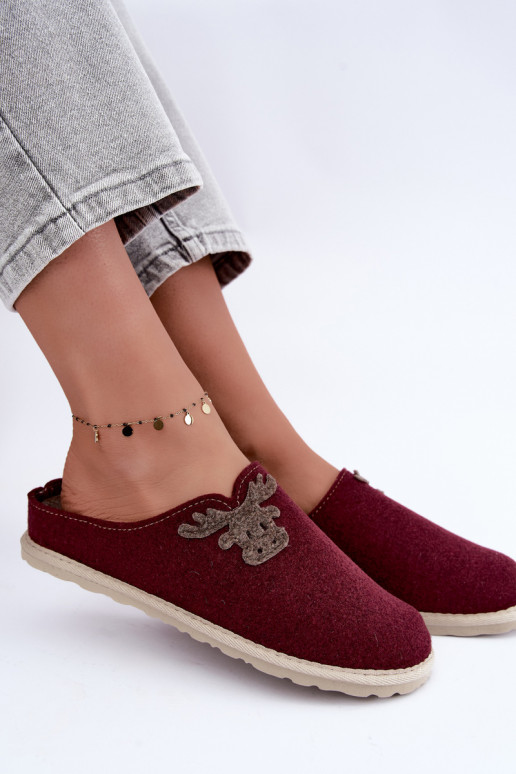 Moteriškos šlepetės su elniukais Inblu CS000049 bordo spalvos