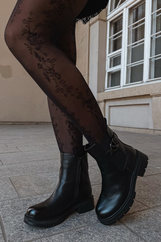 Pašiltinti stilingi aulinukai su ornamentais juodos spalvos Janira