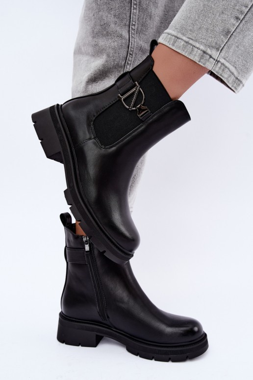 Pašiltinti stilingi aulinukai su ornamentais juodos spalvos Janira