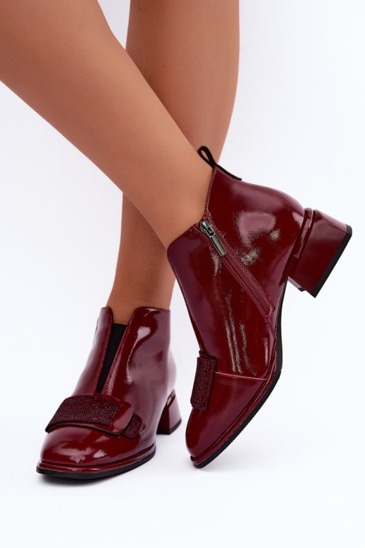 lakuoti pašiltinti aulinukai Klocke Artiker 59C0107 bordo spalvos