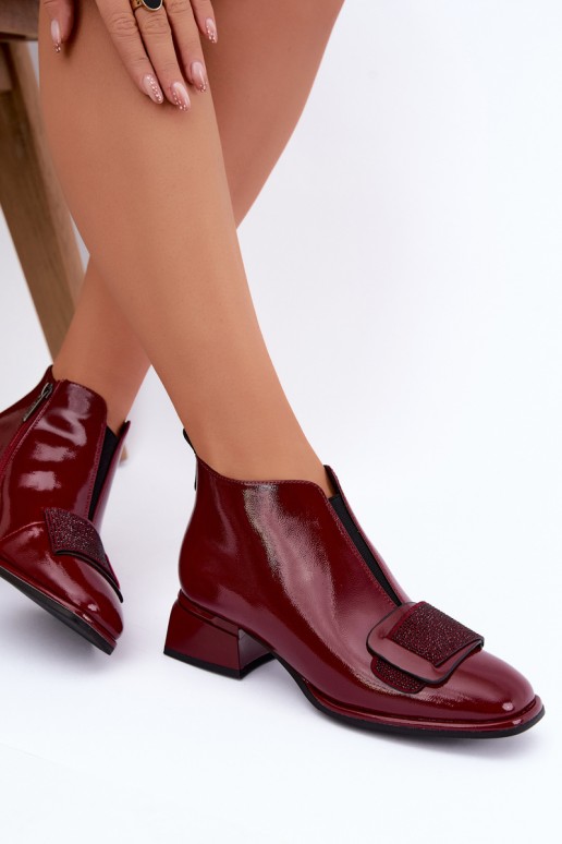 lakuoti pašiltinti aulinukai Klocke Artiker 59C0107 bordo spalvos