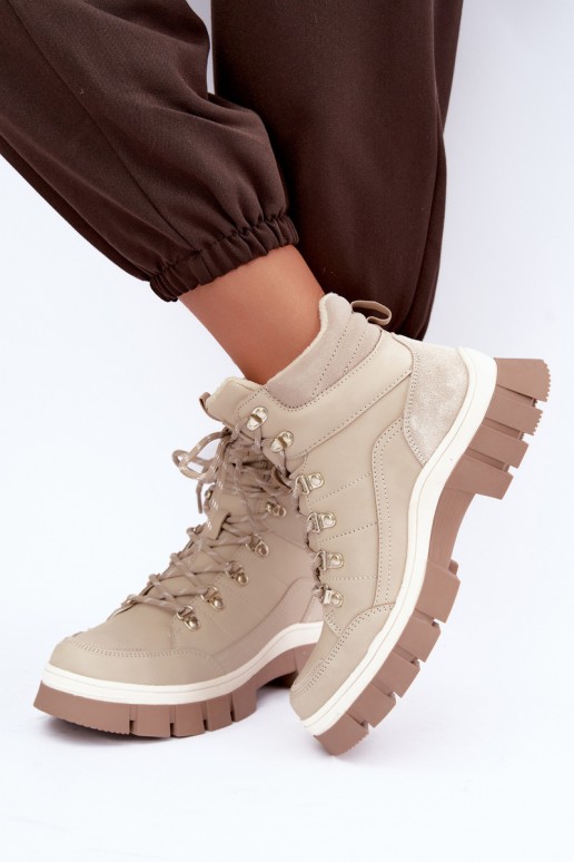 pašiltinti moteriški batai Lee Cooper LCJ-26-31-4581 smėlio spalvos