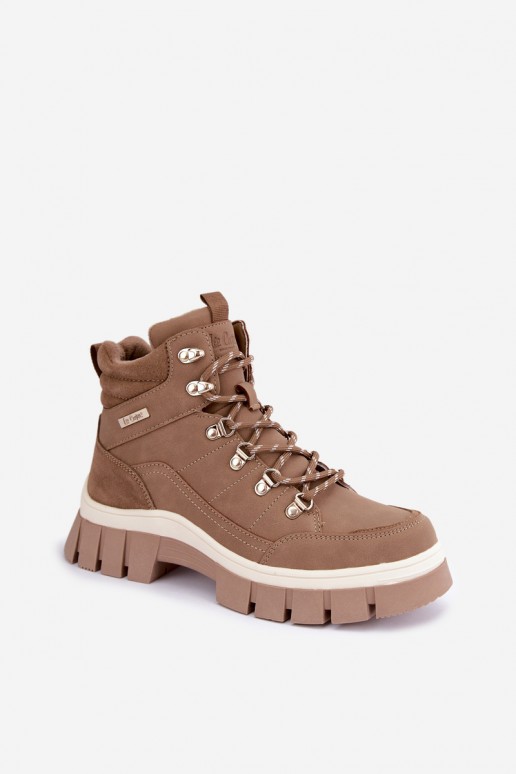 pašiltinti moteriški batai Lee Cooper LCJ-26-31-4582 smėlio spalvos