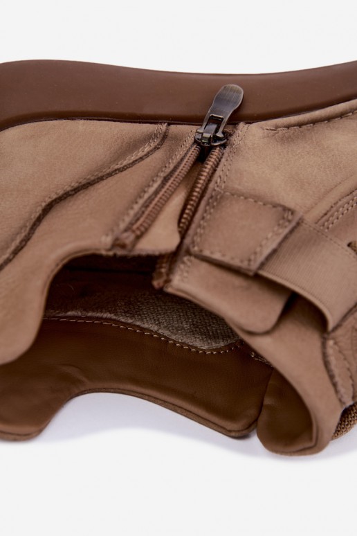 pašiltinti aulinukai iš natūralios odos Lee Cooper LCJ-26-19-4603 chaki spalvos