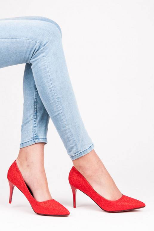 Blizgantys šventiški raudonos spalvos aukštakulniai LEI-139R  - 1 Blizgantys šventiški raudonos spalvos aukštakulniai LEI-139R  - 1