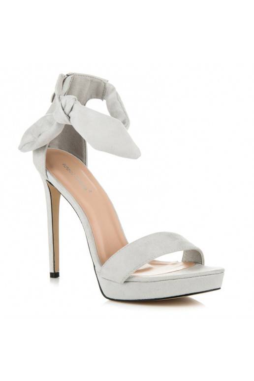 Zomšiniai pilki aukštakulniai sandalai surišamu užsegimu AF-8675G  - 6 Zomšiniai pilki aukštakulniai sandalai surišamu užsegimu AF-8675G  - 6