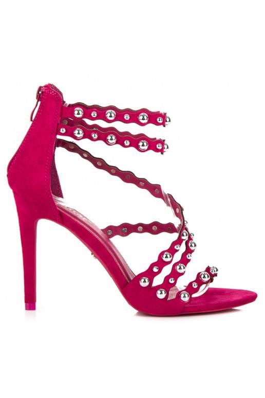 Atviri rožinės spalvos aukštakulniai sandalai su sidabro spalvos detalėmis LE042F  - 4 Atviri rožinės spalvos aukštakulniai sandalai su sidabro spalvos detalėmis LE042F  - 4