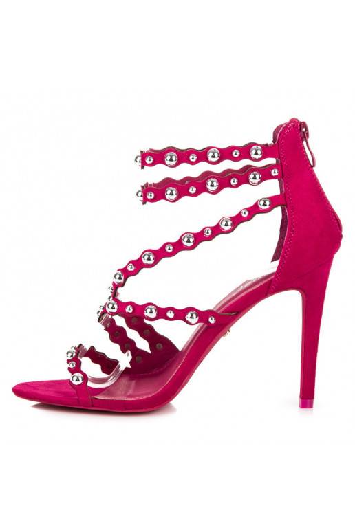 Atviri rožinės spalvos aukštakulniai sandalai su sidabro spalvos detalėmis LE042F  - 6 Atviri rožinės spalvos aukštakulniai sandalai su sidabro spalvos detalėmis LE042F  - 6