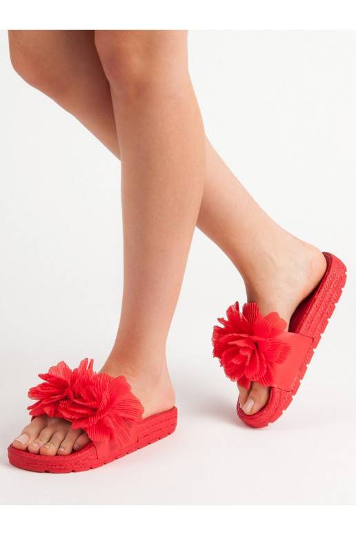 Raudonos spalvos Šlepetės su gėlėmis BAT_CK88R  - 4