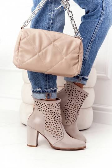 su aužūro elementais iš natūralios odos Aulinukai su kulniukais Exquisite 1219 kapučino spalvos Exquisite - 1