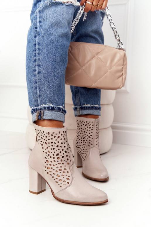 su aužūro elementais iš natūralios odos Aulinukai su kulniukais Exquisite 1219 kapučino spalvos Exquisite - 4