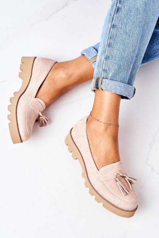 Zomšiniai mokasinai kapučino spalvos Zomšiniai mokasinai kapučino spalvos