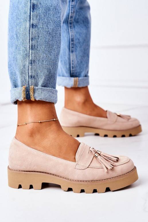 Zomšiniai mokasinai kapučino spalvos Zomšiniai mokasinai kapučino spalvos