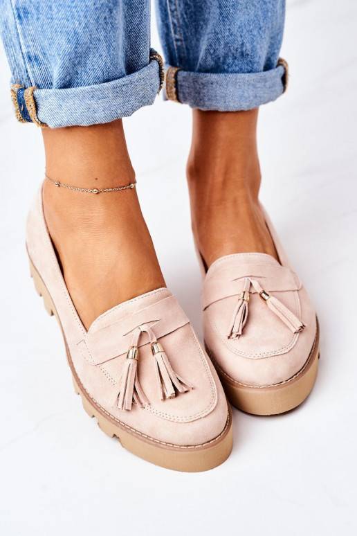 Zomšiniai mokasinai kapučino spalvos Zomšiniai mokasinai kapučino spalvos