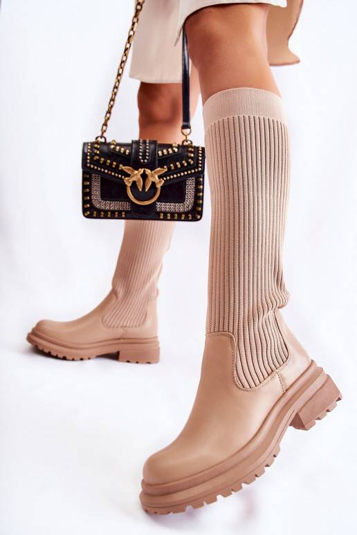 Ilgaauliai batai smėlio spalvos Allys Ilgaauliai batai smėlio spalvos Allys