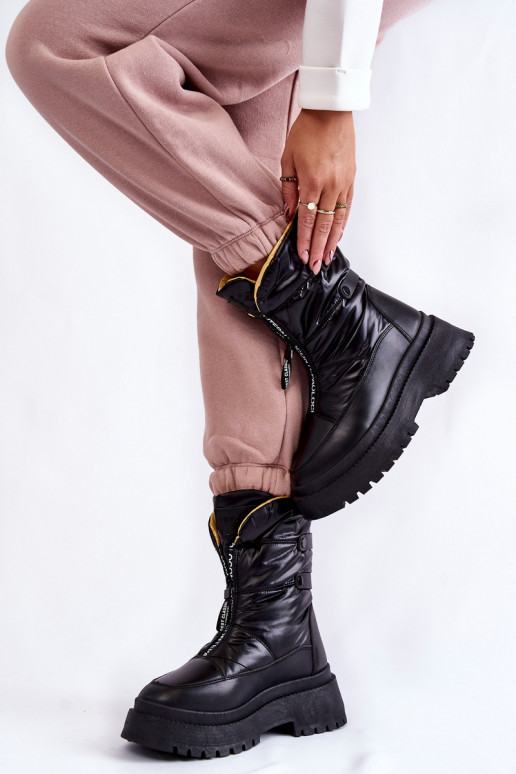 Juodi sniego batai su užtrauktukais Juodi sniego batai su užtrauktukais