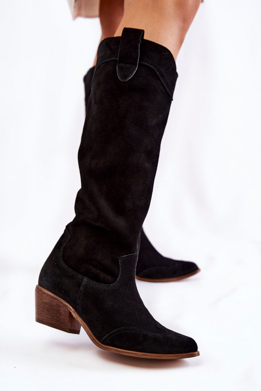 Juodi  ilgaauliai batai su kulniukais