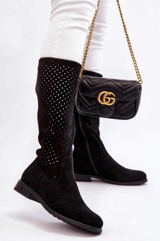 Zomšiniai  ilgaauliai batai  juodos...