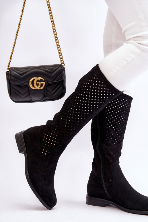 Zomšiniai  ilgaauliai batai  juodos...