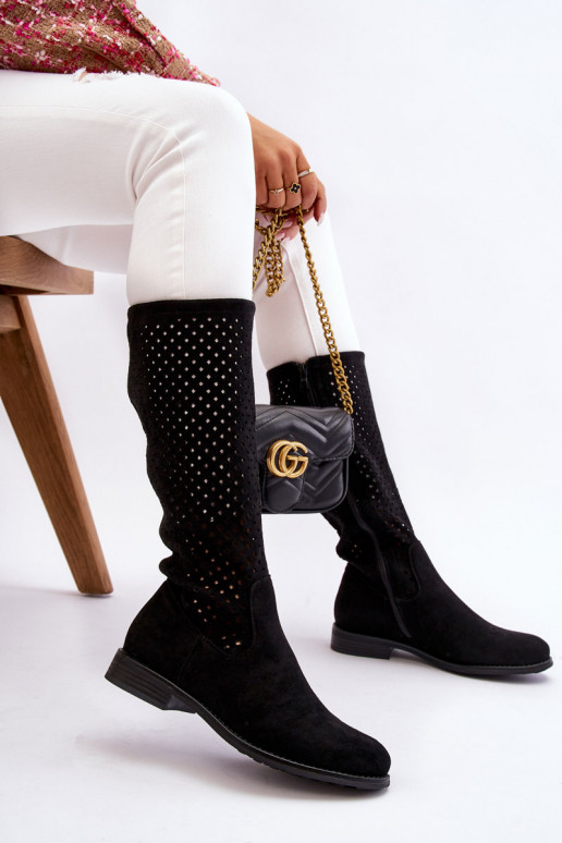 Zomšiniai  ilgaauliai batai  juodos...