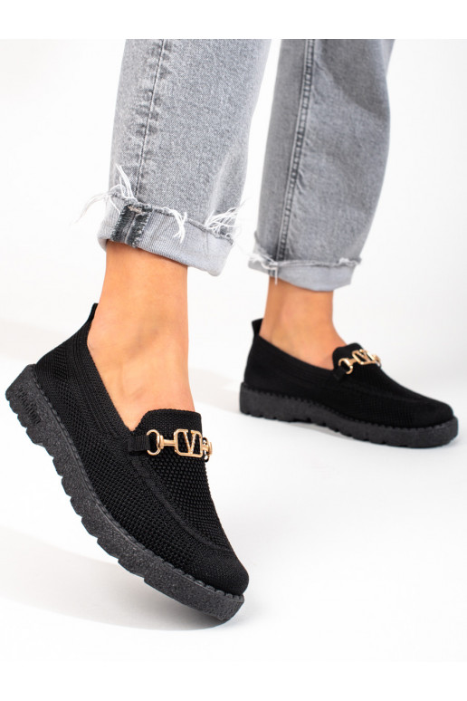 Juodos spalvos tekstiliniai mokasinai...