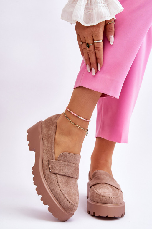 Mokasinai iš zomšos smėlio spalvos...