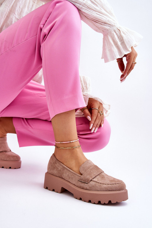 Mokasinai iš zomšos smėlio spalvos...