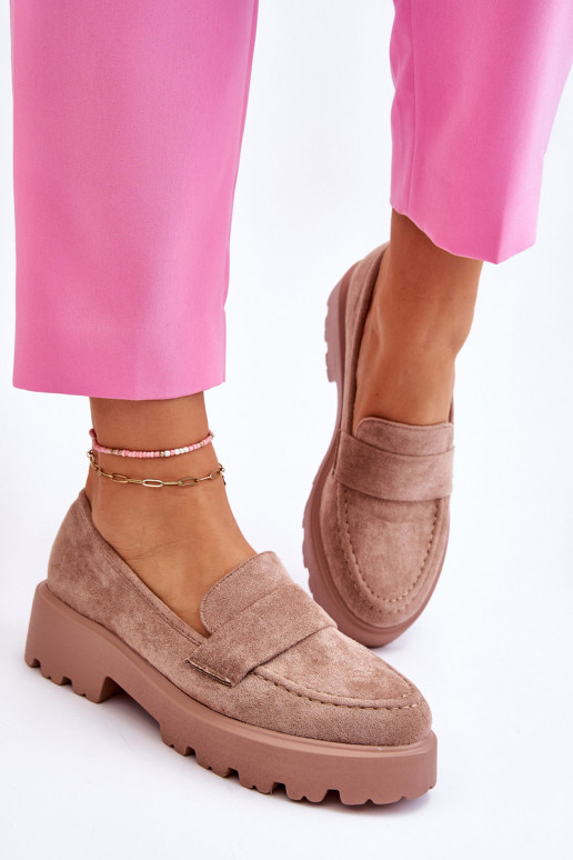 Mokasinai iš zomšos smėlio spalvos...