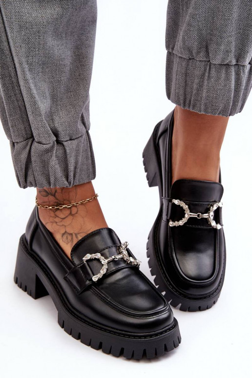 Mokasinai su plačiu kulnu juodos...