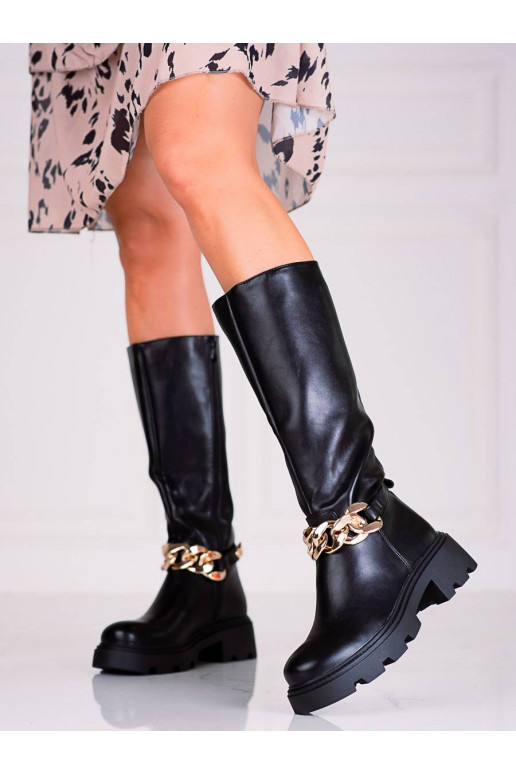 Ilgaauliai batai su grandinėle Shelovet Ilgaauliai batai su grandinėle Shelovet