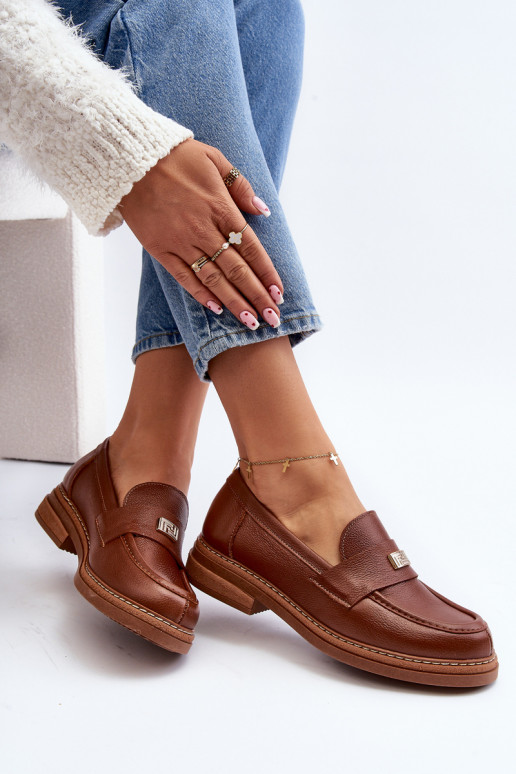 Moteriški mokasinai rudos spalvos Moteriški mokasinai rudos spalvos