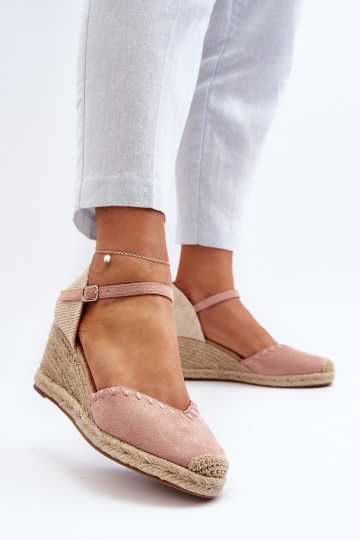 Zomšinės basutės espadrilės rožinės spalvos Raylin