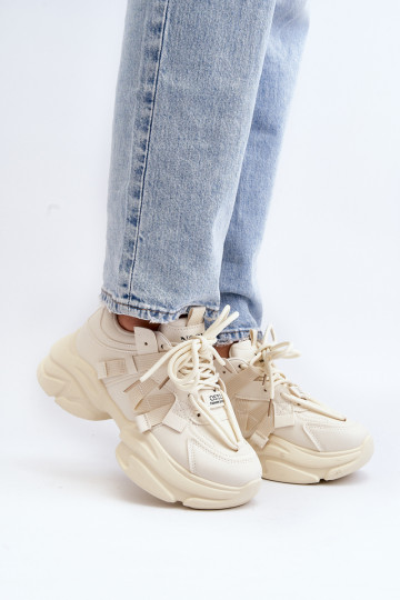 Sneakers modelio batai  su madingais masyviais padais smėlio spalvos Windamella
