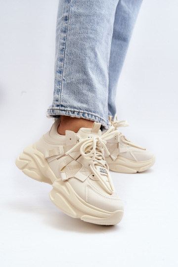 Sneakers modelio batai  su madingais masyviais padais smėlio spalvos Windamella 2
