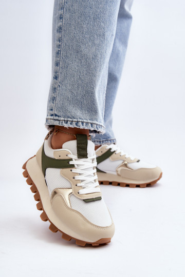Sneakers modelio batai  smėlio - žalios spalvos Ralita