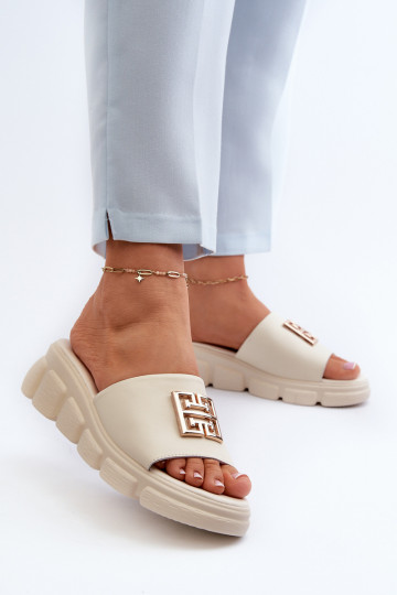 Odinės šlepetės su aukso...