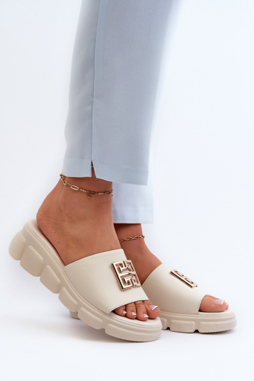 Odinės šlepetės su aukso spalvos... Odinės šlepetės su aukso spalvos...