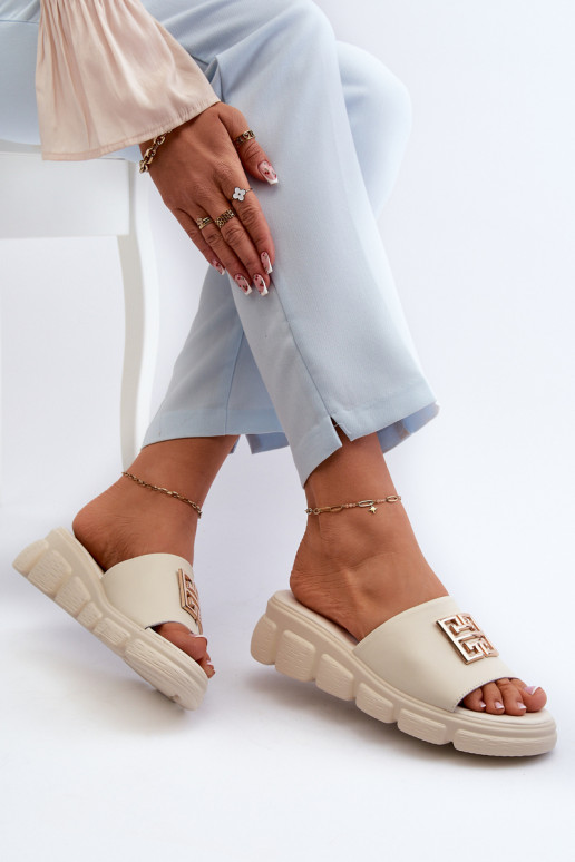 Odinės šlepetės su aukso spalvos... Odinės šlepetės su aukso spalvos...