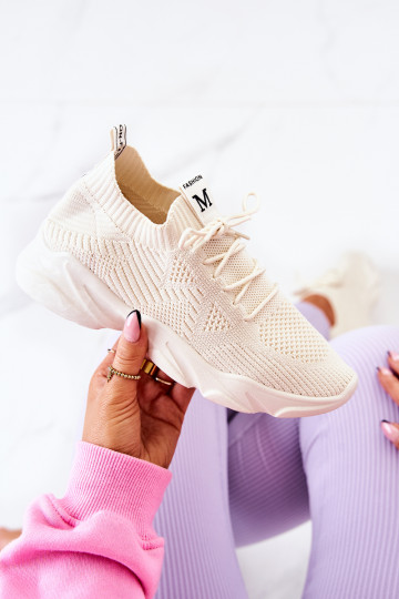 Sneakers modelio batai medžiaginės dramblio kaulo spalvos Nolene 2