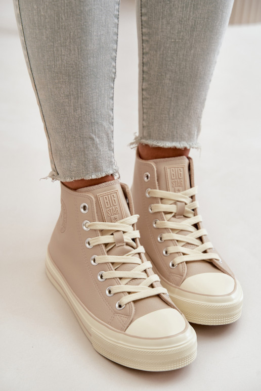 Laisvalaikio bateliai pašiltinti iš eko odos smėlio spalvos Big Star OO274934