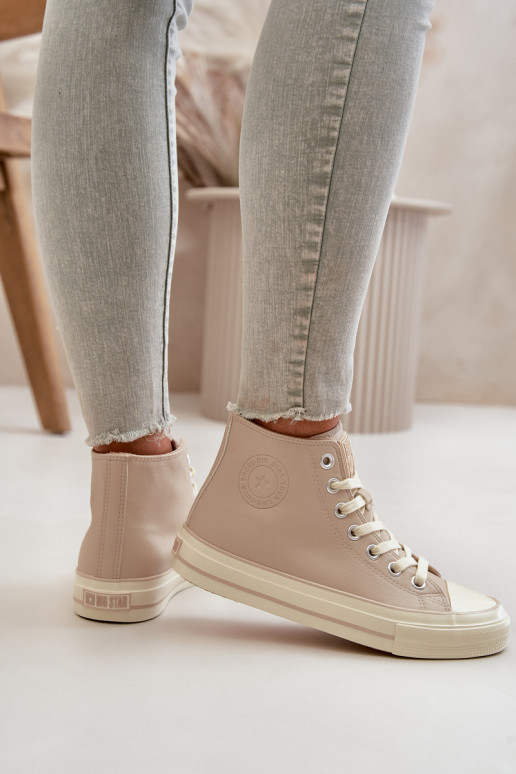 Laisvalaikio bateliai pašiltinti iš eko odos smėlio spalvos Big Star OO274934